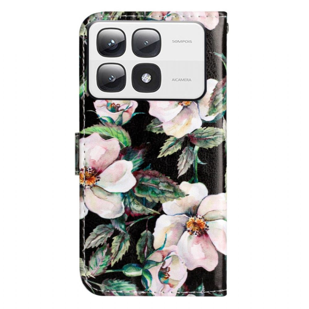 Lederhüllen Xiaomi 14t Pro Magnolienmuster