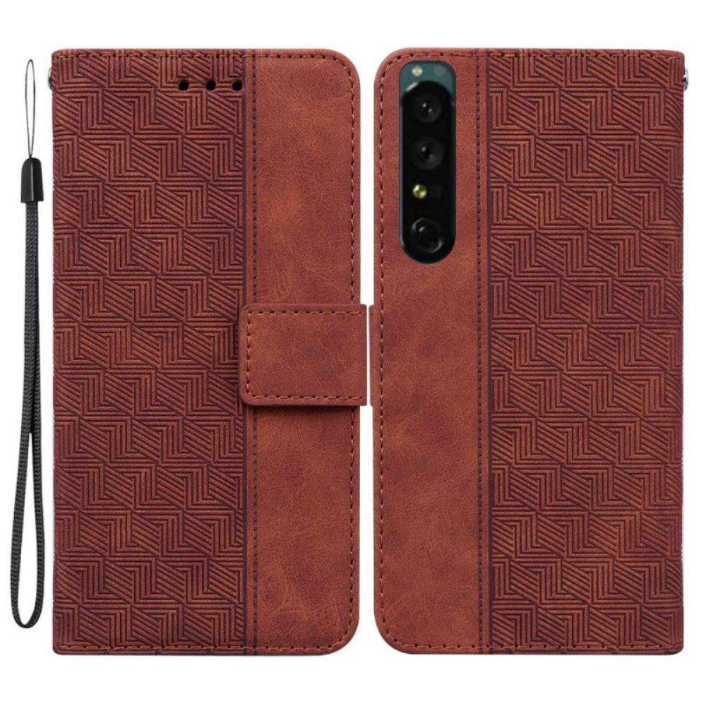 Flip Case Für Sony Xperia 1 IV Mit Kordel Tangamuster