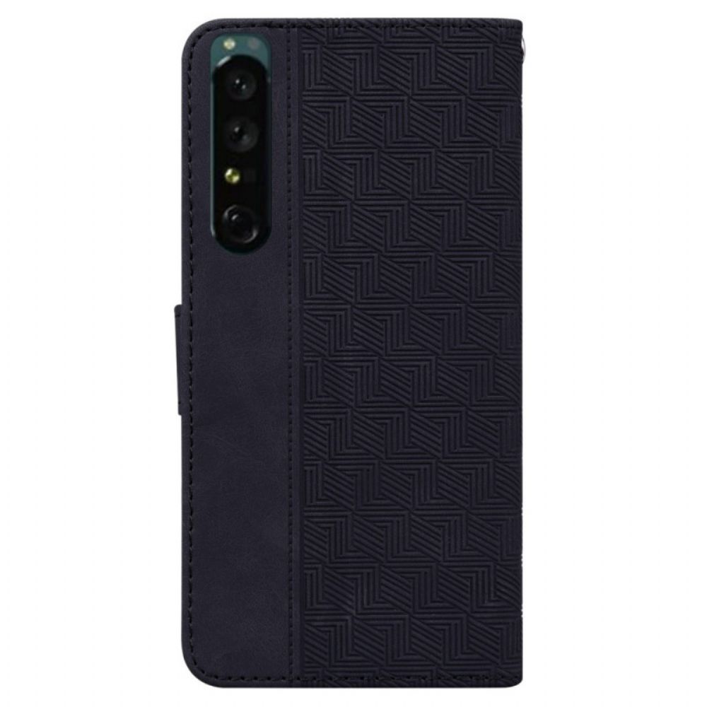 Flip Case Für Sony Xperia 1 IV Mit Kordel Tangamuster