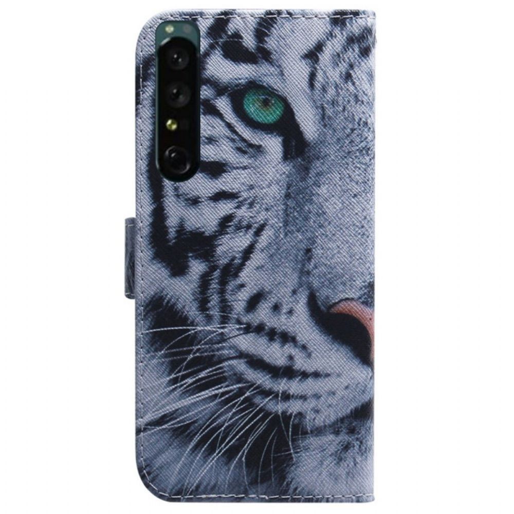 Flip Case Für Sony Xperia 1 IV Weißer Tiger