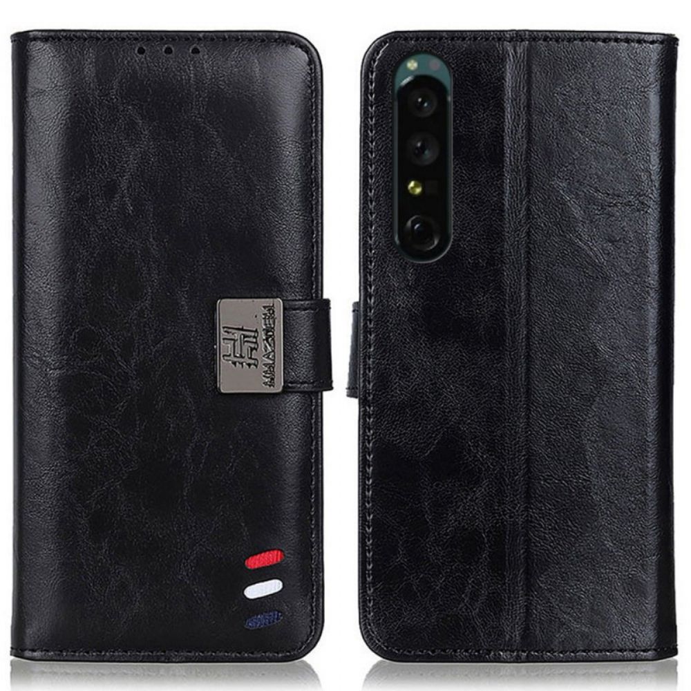 Lederhüllen Für Sony Xperia 1 IV Tricolor Silberverschluss