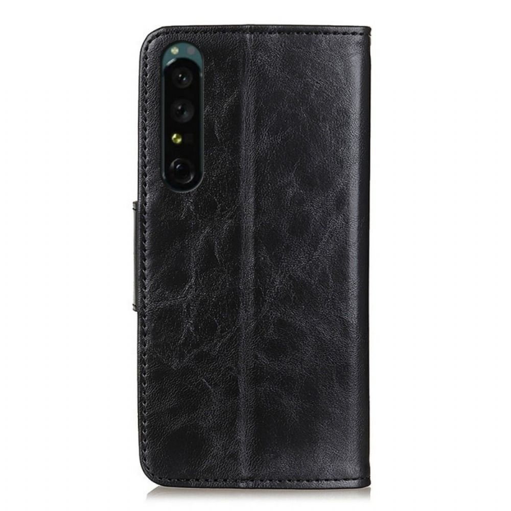 Lederhüllen Für Sony Xperia 1 IV Vintage Schließe Spaltleder