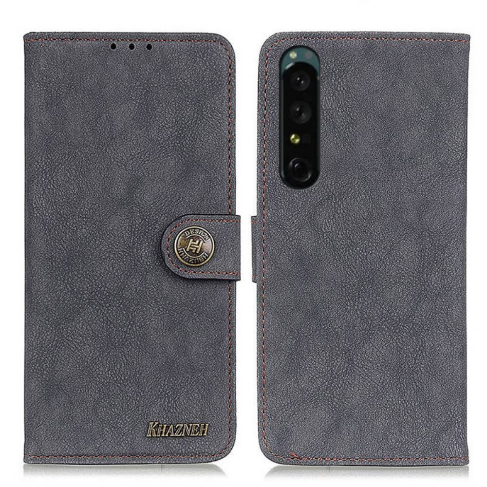 Lederhüllen Für Sony Xperia 1 IV Vintage Spaltleder Khazneh