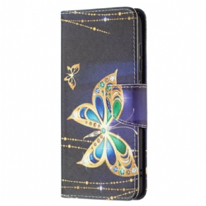 Flip Case Für Samsung Galaxy S21 FE Goldener Schmetterling