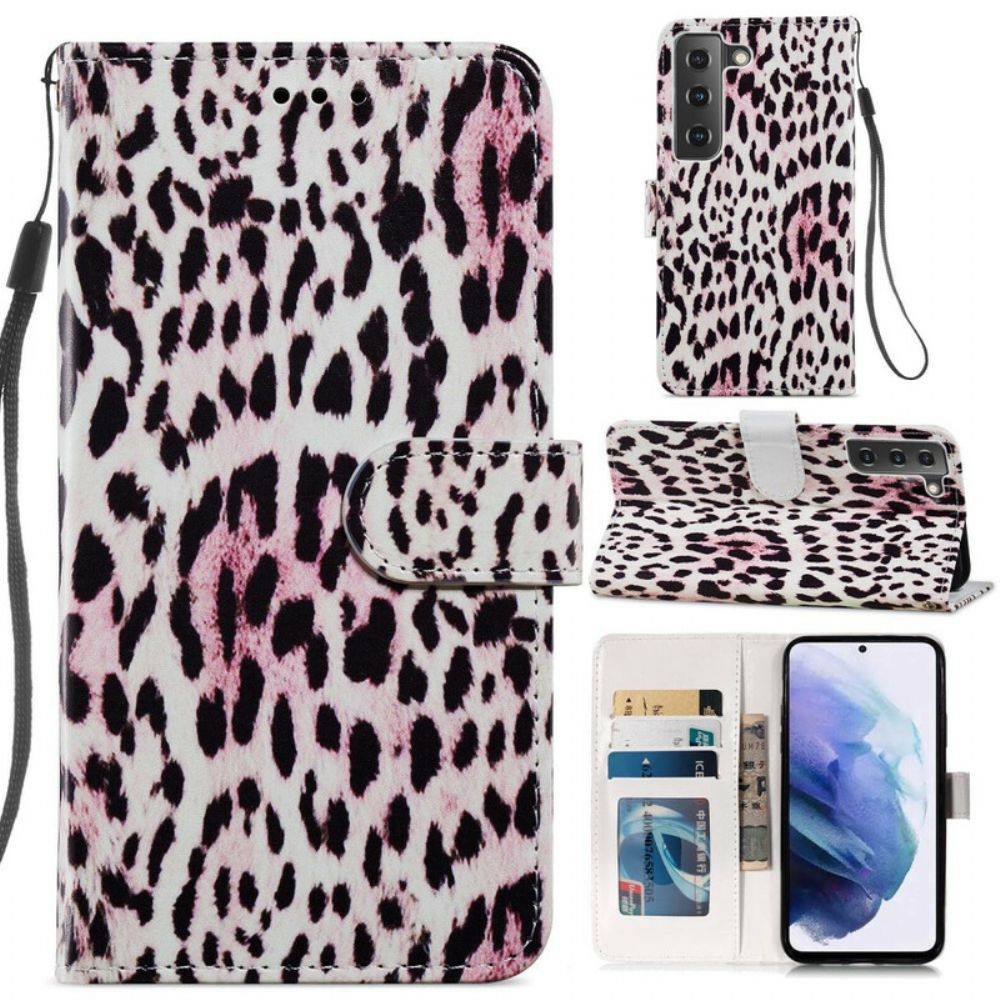 Flip Case Für Samsung Galaxy S21 FE Leopardenmuster
