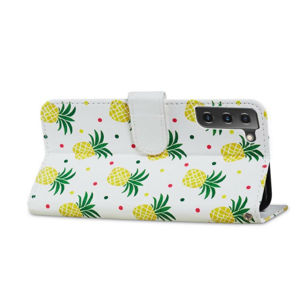 Flip Case Für Samsung Galaxy S21 FE Mehrere Ananas