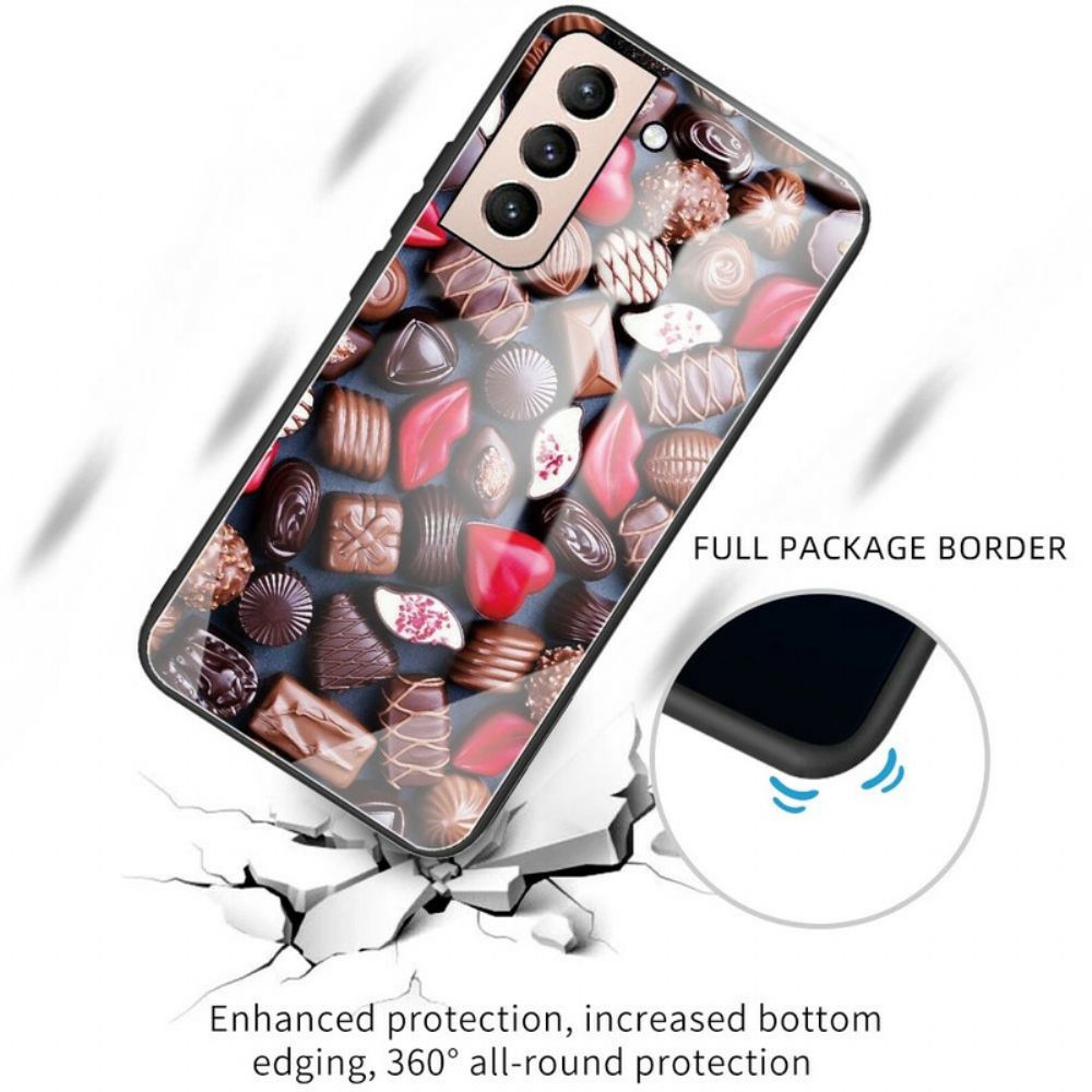 Handyhülle Für Samsung Galaxy S21 FE Gehärtetes Schokoladenglas