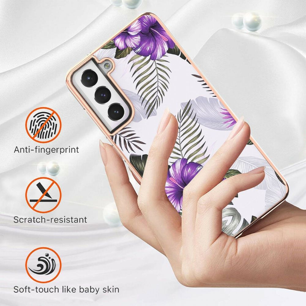 Handyhülle Für Samsung Galaxy S21 FE Lila Blüten