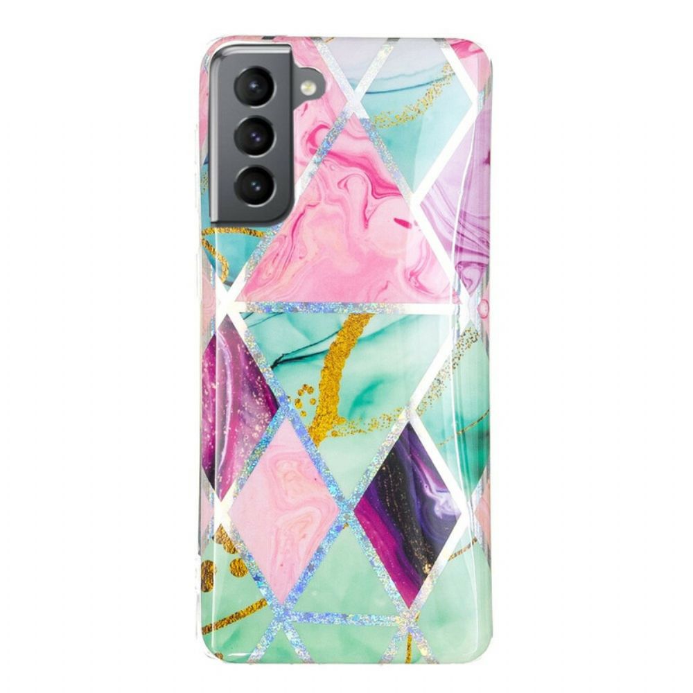 Hülle Für Samsung Galaxy S21 FE Glitzerdesign Marmor