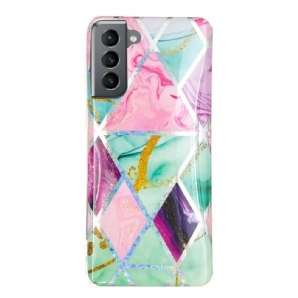 Hülle Für Samsung Galaxy S21 FE Glitzerdesign Marmor