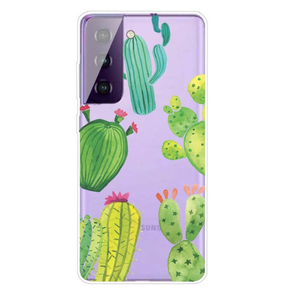 Hülle Für Samsung Galaxy S21 FE Kaktus-aquarell