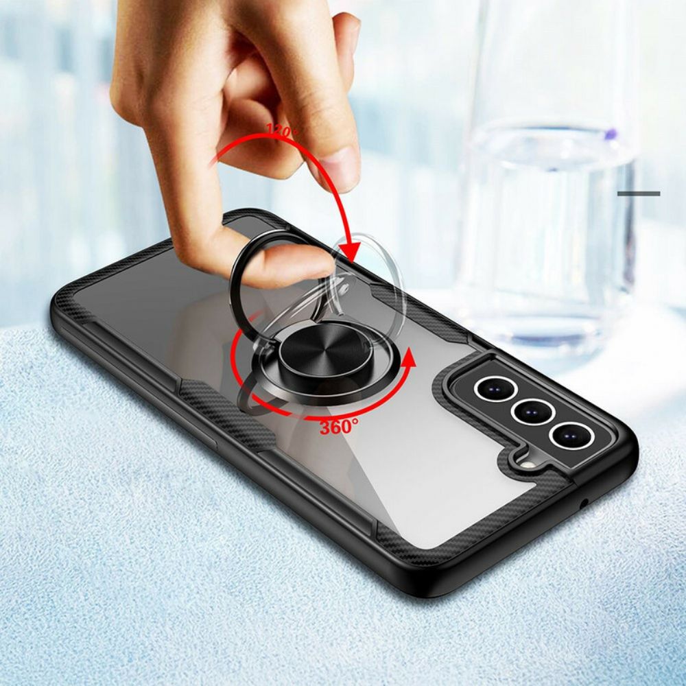 Hülle Für Samsung Galaxy S21 FE Kohlefaser-metallring