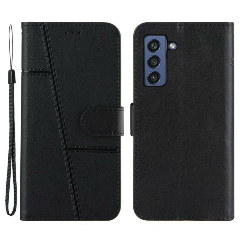 Lederhüllen Für Samsung Galaxy S21 FE Mit Kordel Geo Kunstlederarmband