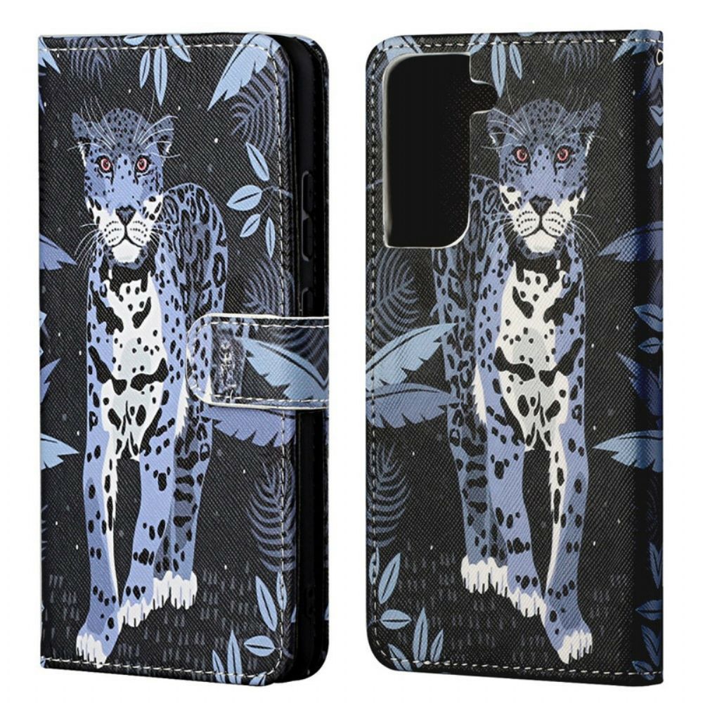 Lederhüllen Für Samsung Galaxy S21 FE Mit Kordel Tanga Leopard