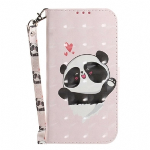 Lederhüllen Für Samsung Galaxy S21 FE Mit Kordel Tanga-panda-liebe