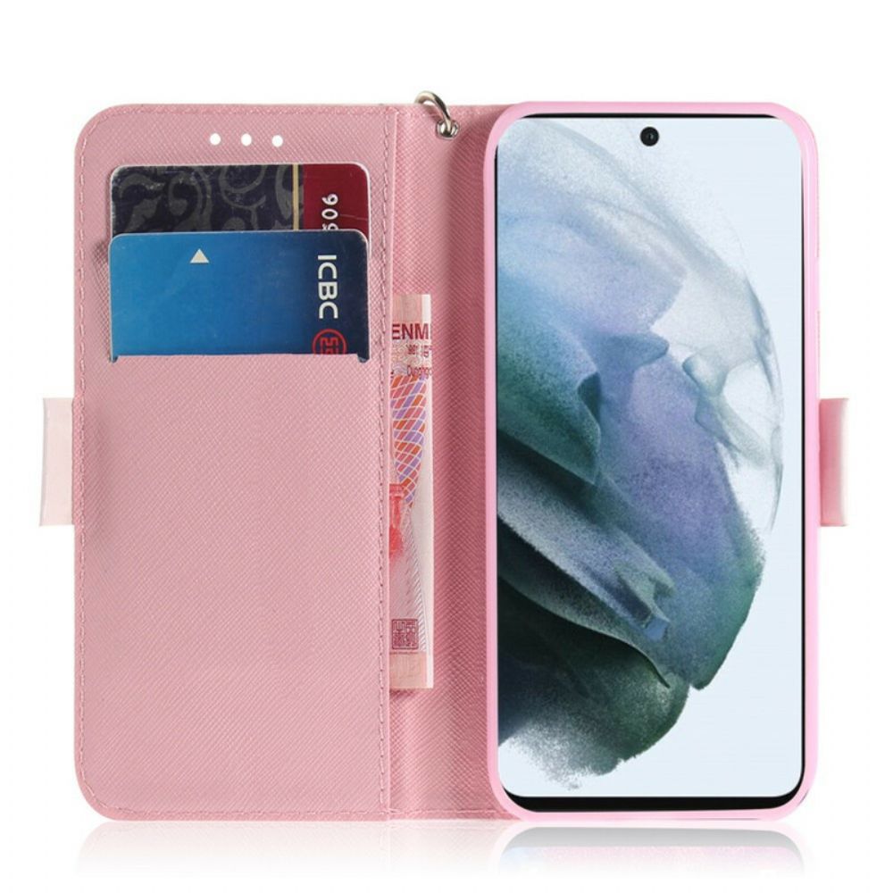Lederhüllen Für Samsung Galaxy S21 FE Mit Kordel Tanga-panda-liebe