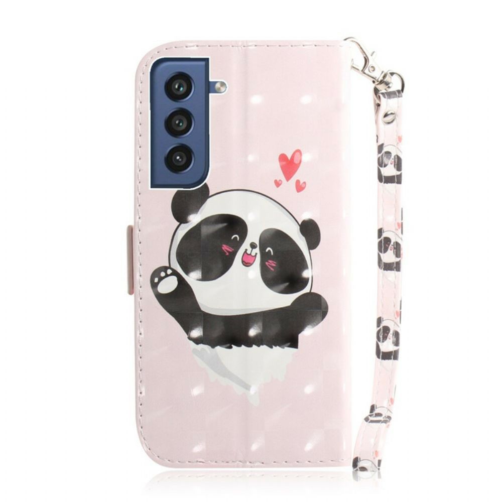 Lederhüllen Für Samsung Galaxy S21 FE Mit Kordel Tanga-panda-liebe