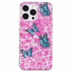 Handyhülle Für iPhone 15 Pro Max Blumen Und Schmetterlinge