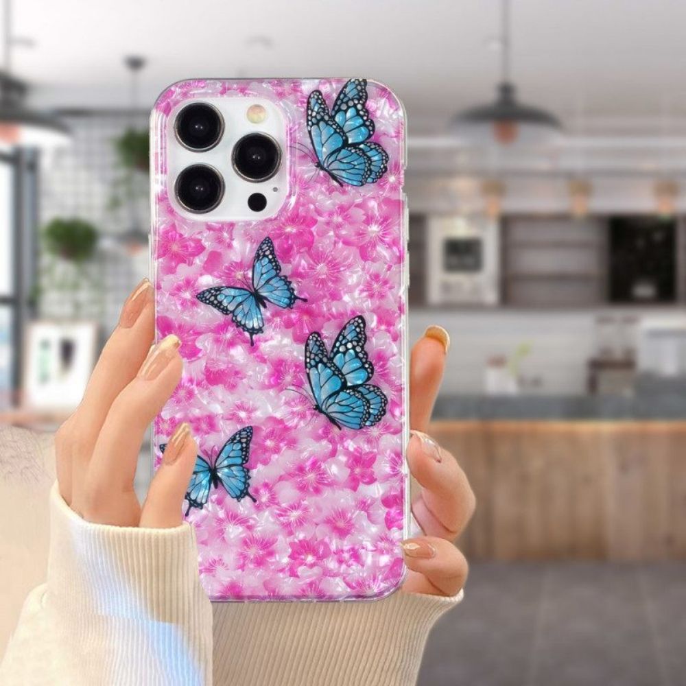 Handyhülle Für iPhone 15 Pro Max Blumen Und Schmetterlinge