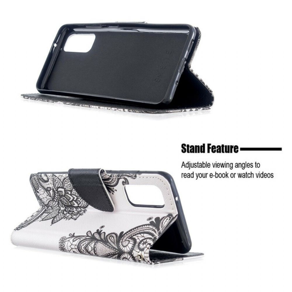 Flip Case Für Samsung Galaxy A51 5G Mit Kordel Abnehmbarer Schnürsenkel