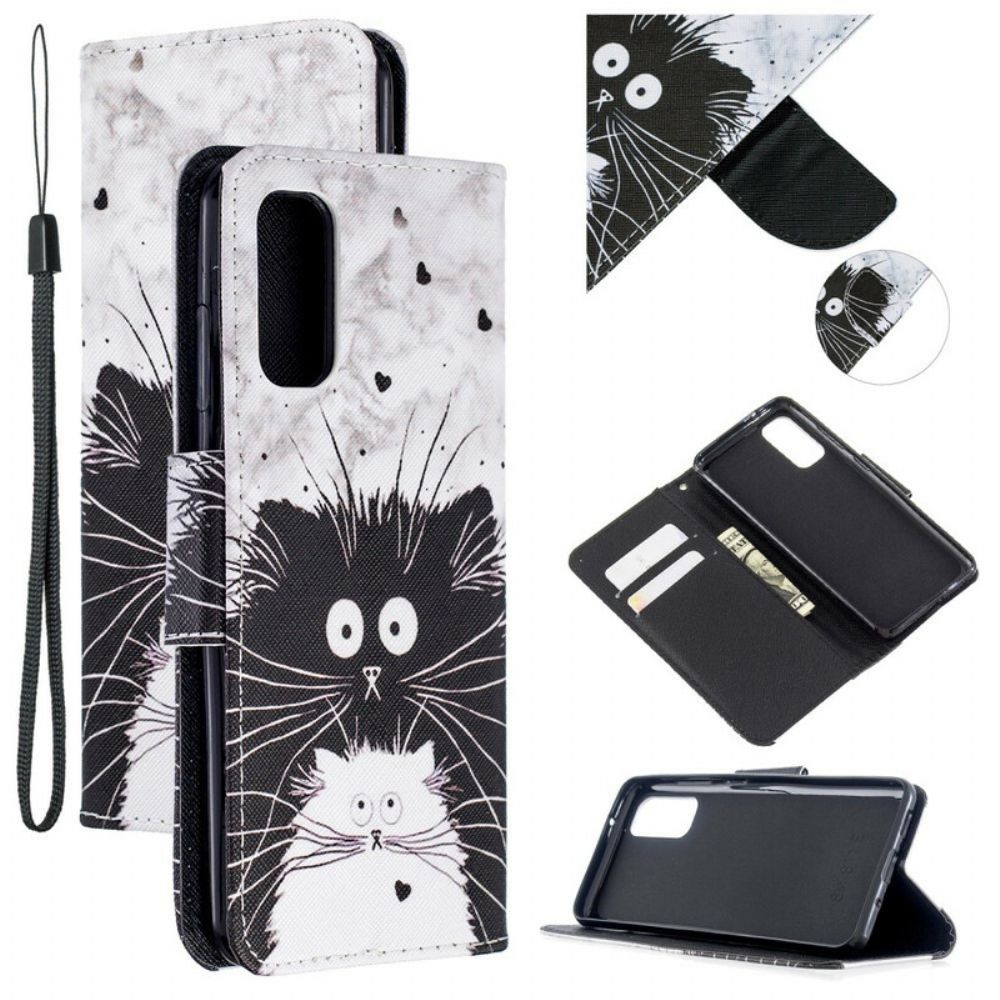 Flip Case Für Samsung Galaxy A51 5G Überraschte Katzen