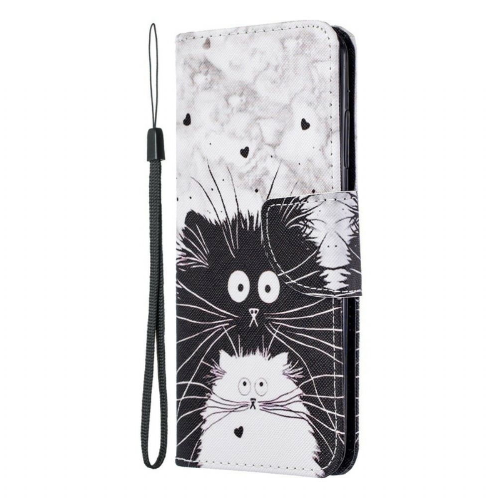 Flip Case Für Samsung Galaxy A51 5G Überraschte Katzen