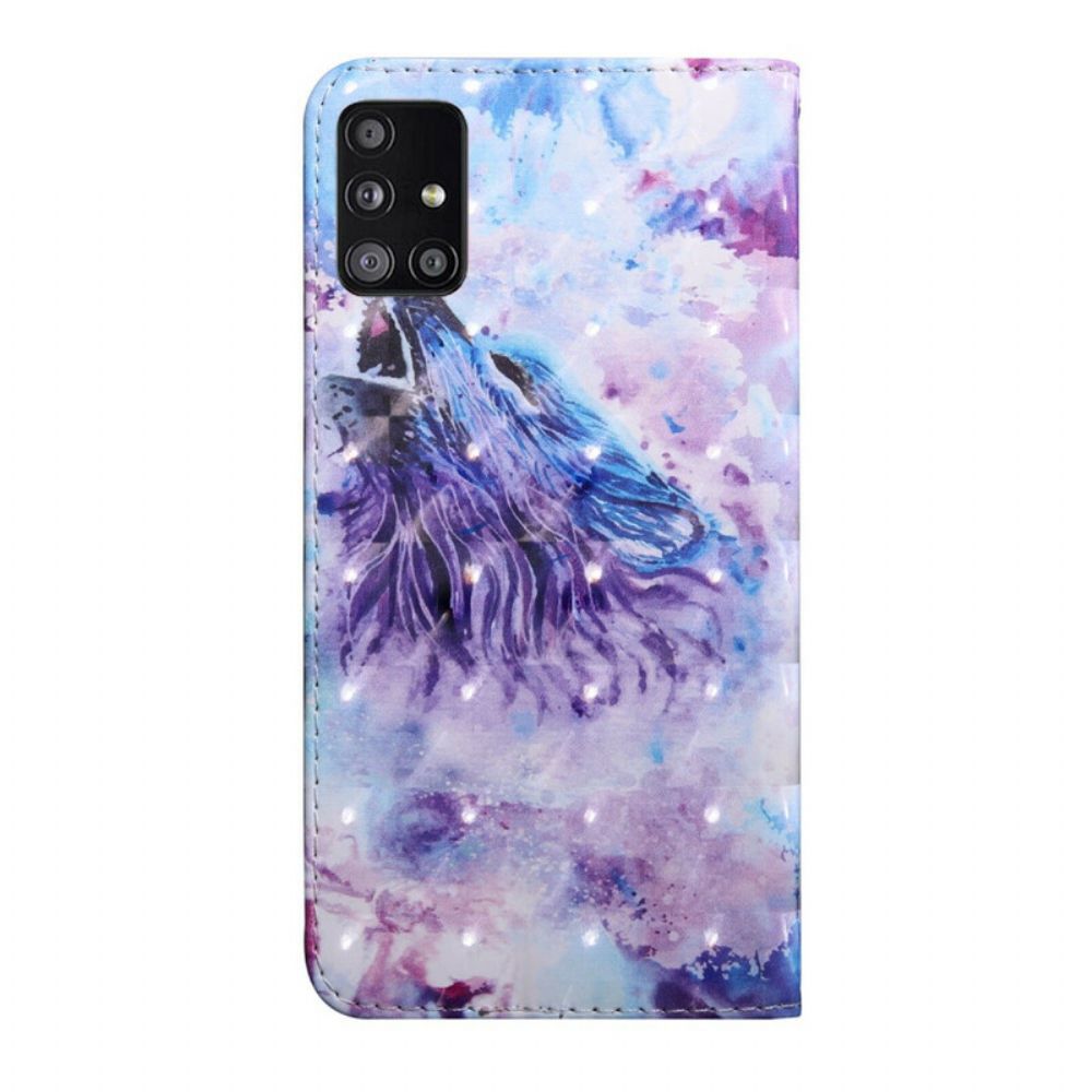 Lederhüllen Für Samsung Galaxy A51 5G Aquarell Wolf