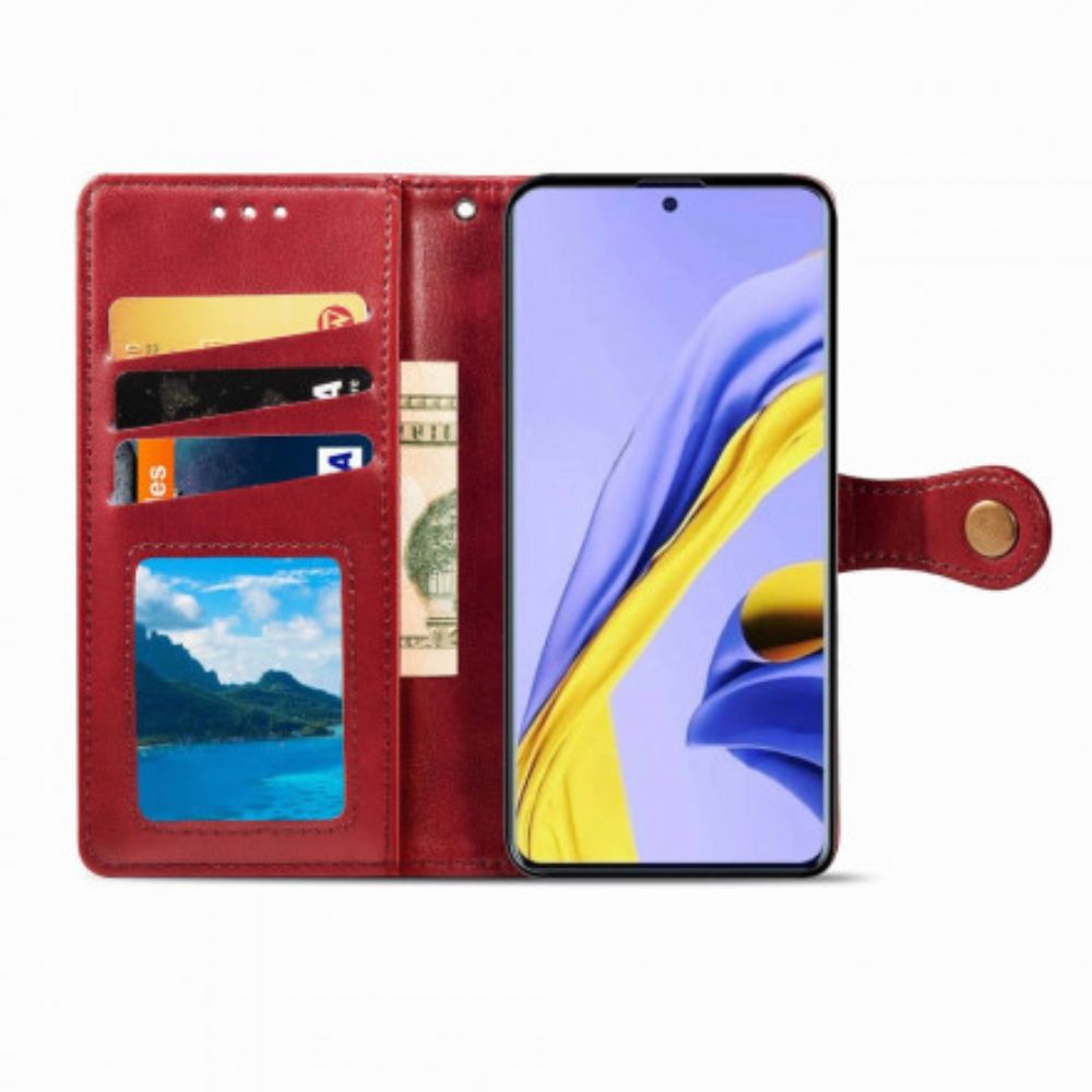 Lederhüllen Für Samsung Galaxy A51 5G Kunstleder Und Vintage-verschluss