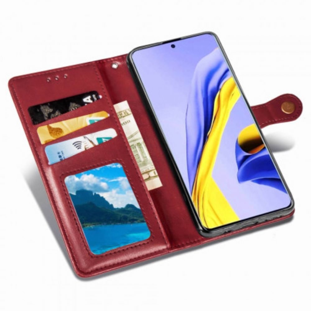 Lederhüllen Für Samsung Galaxy A51 5G Kunstleder Und Vintage-verschluss