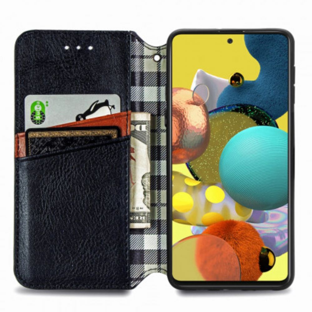 Schutzhülle Für Samsung Galaxy A51 5G Flip Case Ledereffekt Mit Rautenstruktur