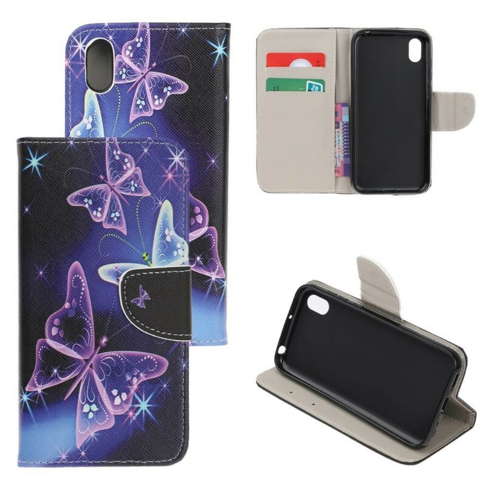 Flip Case Für / Honor 8S Neon-schmetterlinge