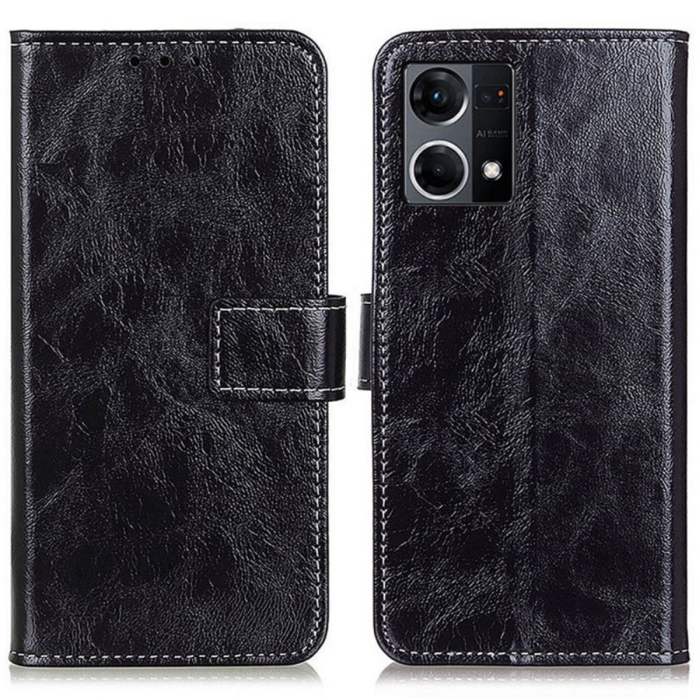 Flip Case Für Oppo Reno 7 Mit Nähten Bemalt