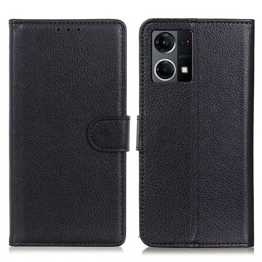 Flip Case Für Oppo Reno 7 Traditionelle Litschi-lederoptik