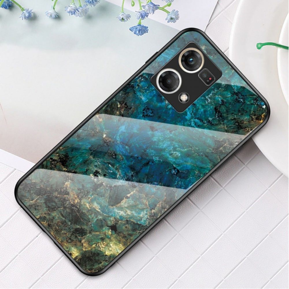 Handyhülle Für Oppo Reno 7 Hartglas Aus Marmor
