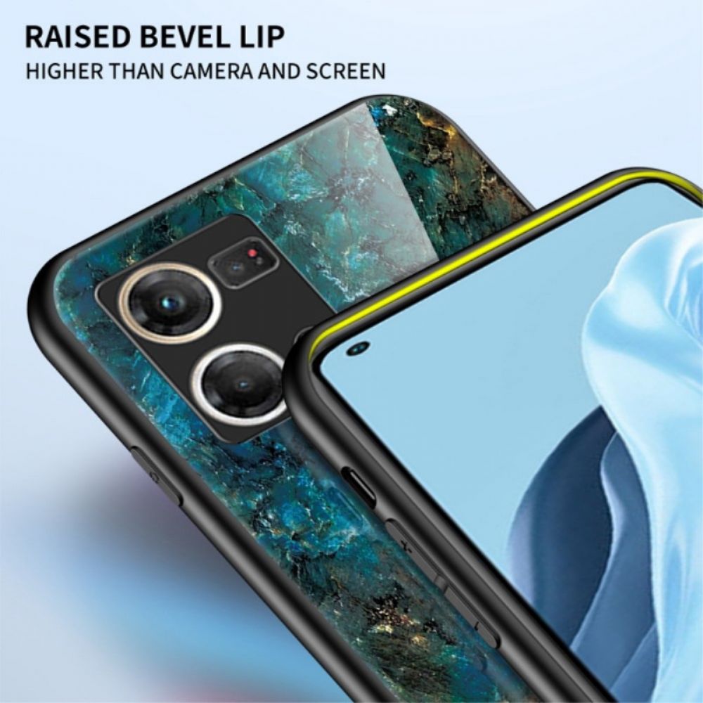 Handyhülle Für Oppo Reno 7 Hartglas Aus Marmor