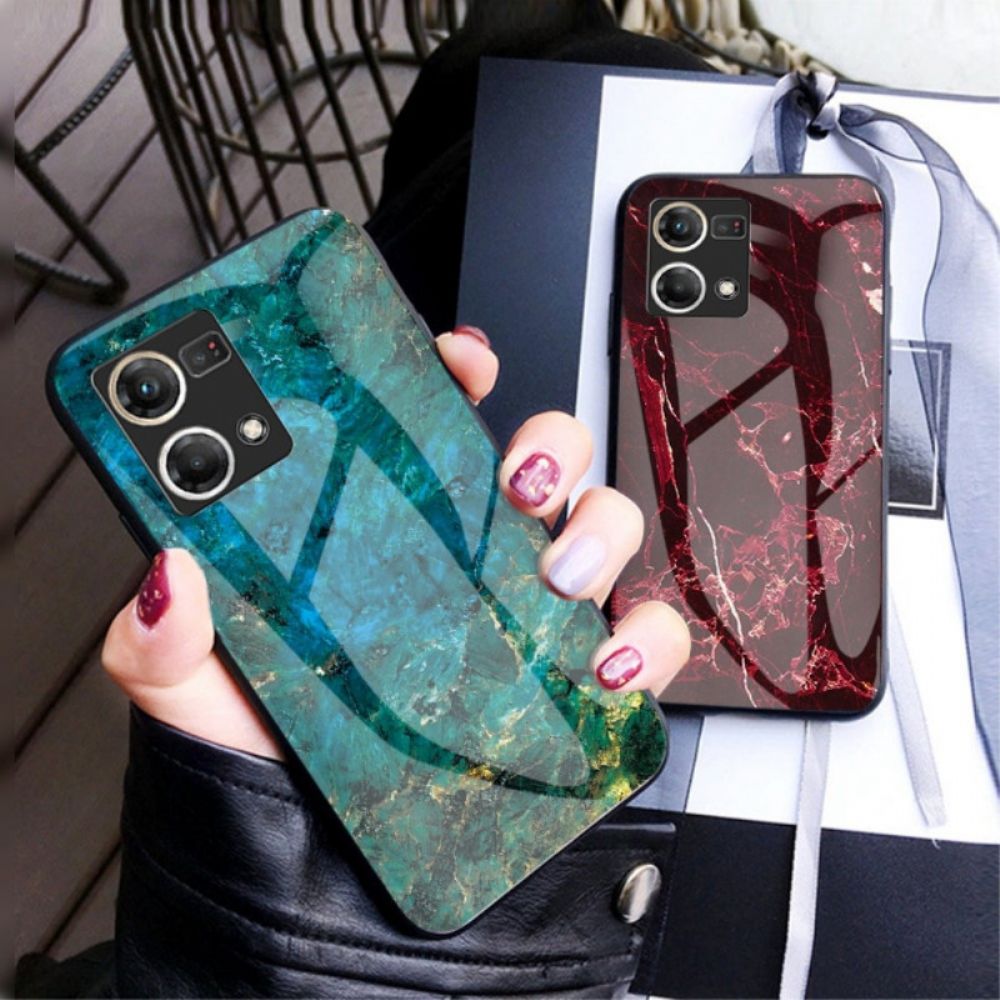 Handyhülle Für Oppo Reno 7 Hartglas Aus Marmor