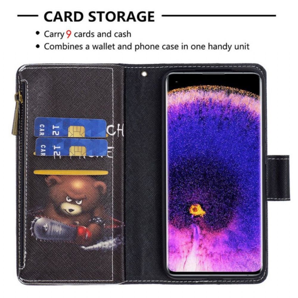 Lederhüllen Für Oppo Reno 7 Bärentasche Mit Reißverschluss