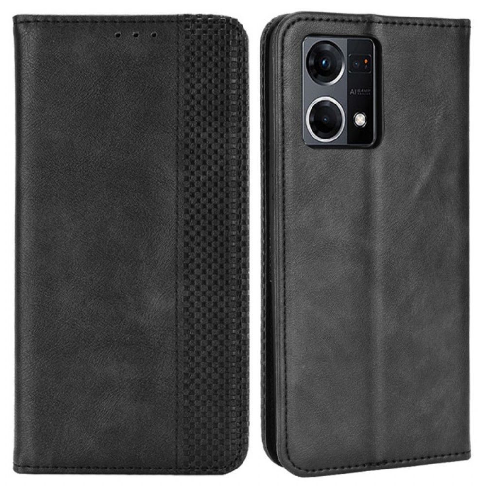 Schutzhülle Für Oppo Reno 7 Flip Case Gestylter Lederstil