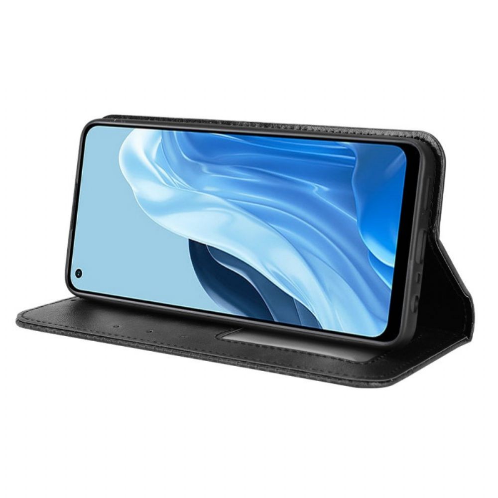 Schutzhülle Für Oppo Reno 7 Flip Case Gestylter Lederstil
