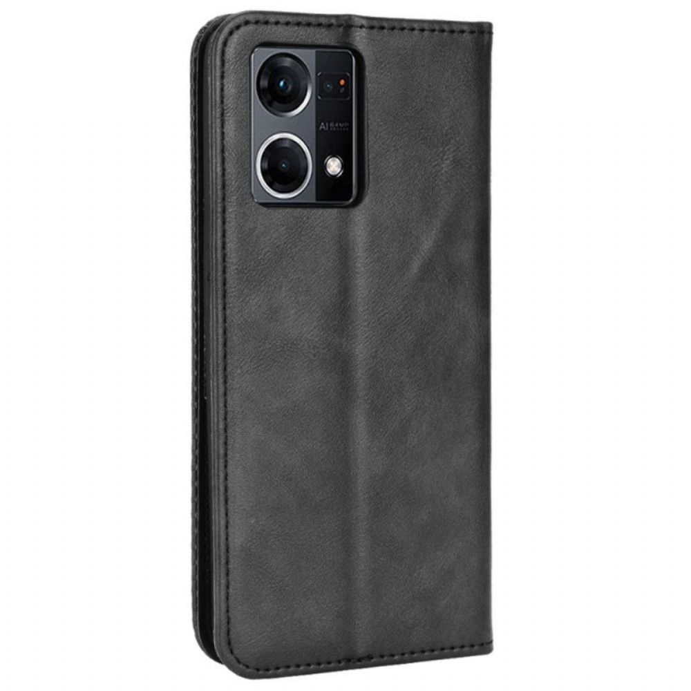 Schutzhülle Für Oppo Reno 7 Flip Case Gestylter Lederstil