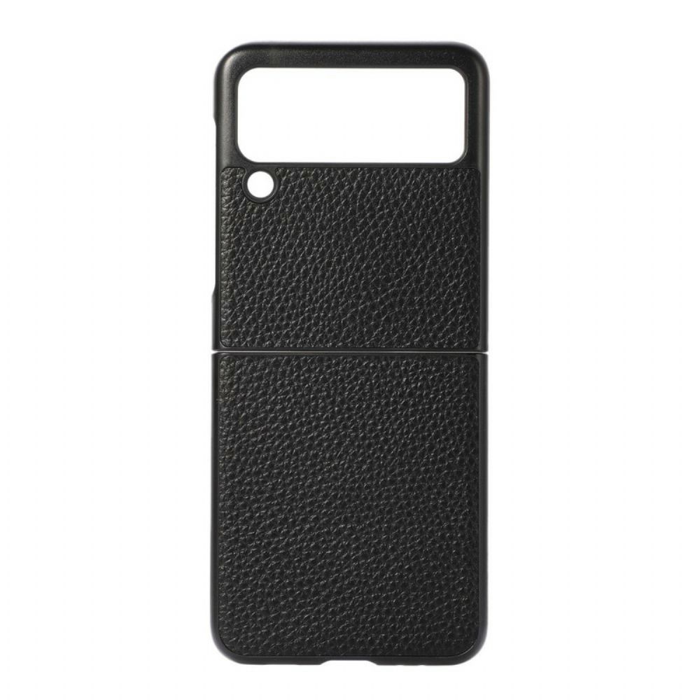 Handyhülle Für Samsung Galaxy Z Flip 3 5G Flip Case Echtes Litschifarbenes Leder