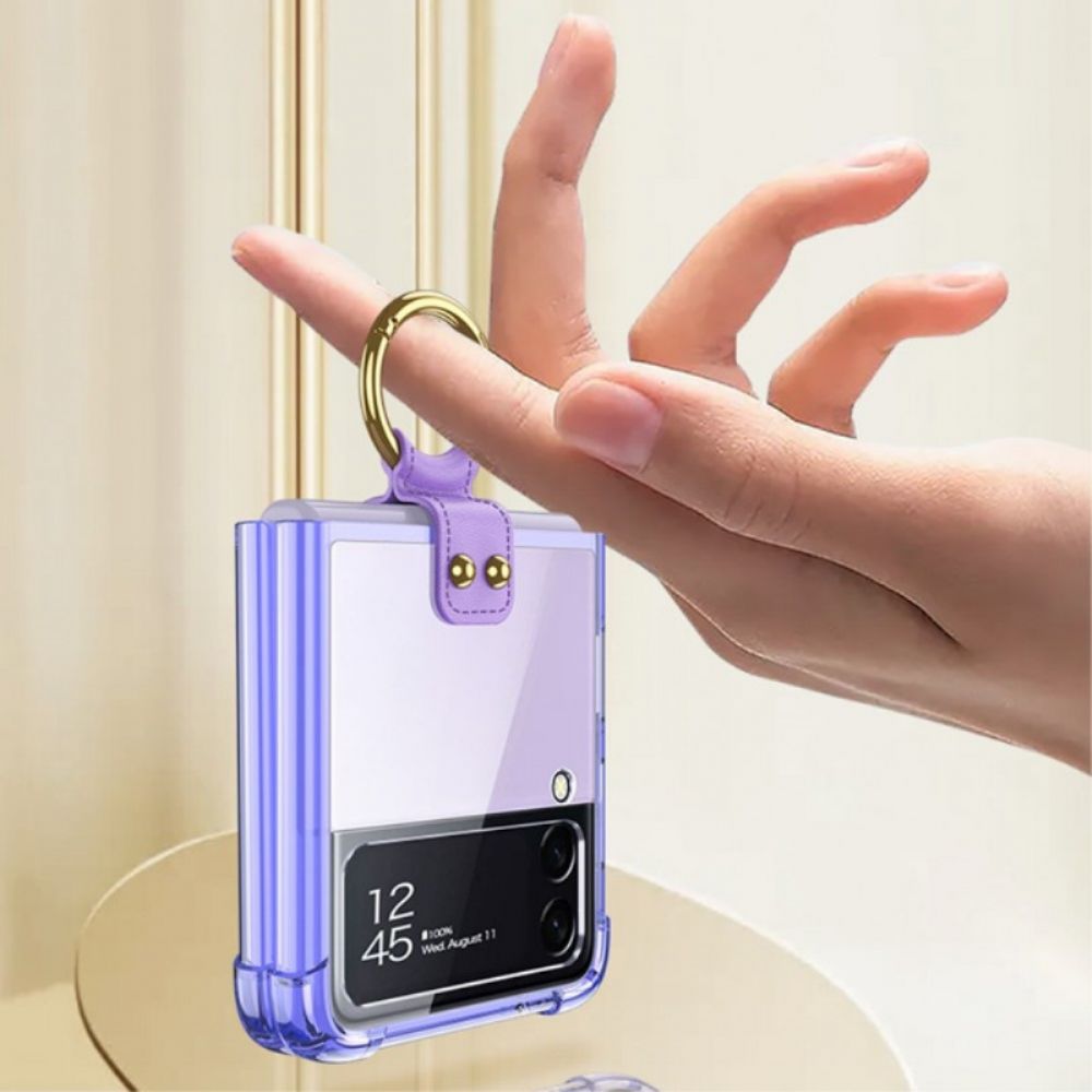 Handyhülle Für Samsung Galaxy Z Flip 3 5G Flip Case Transparenter Ring-support Gkk