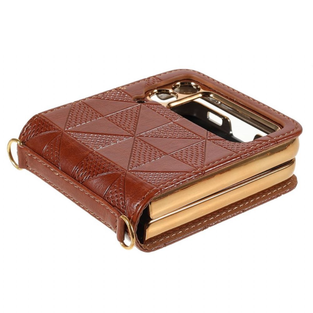 Handyhülle Für Samsung Galaxy Z Flip 3 5G Mit Kordel Flip Case Mit Kunstlederband