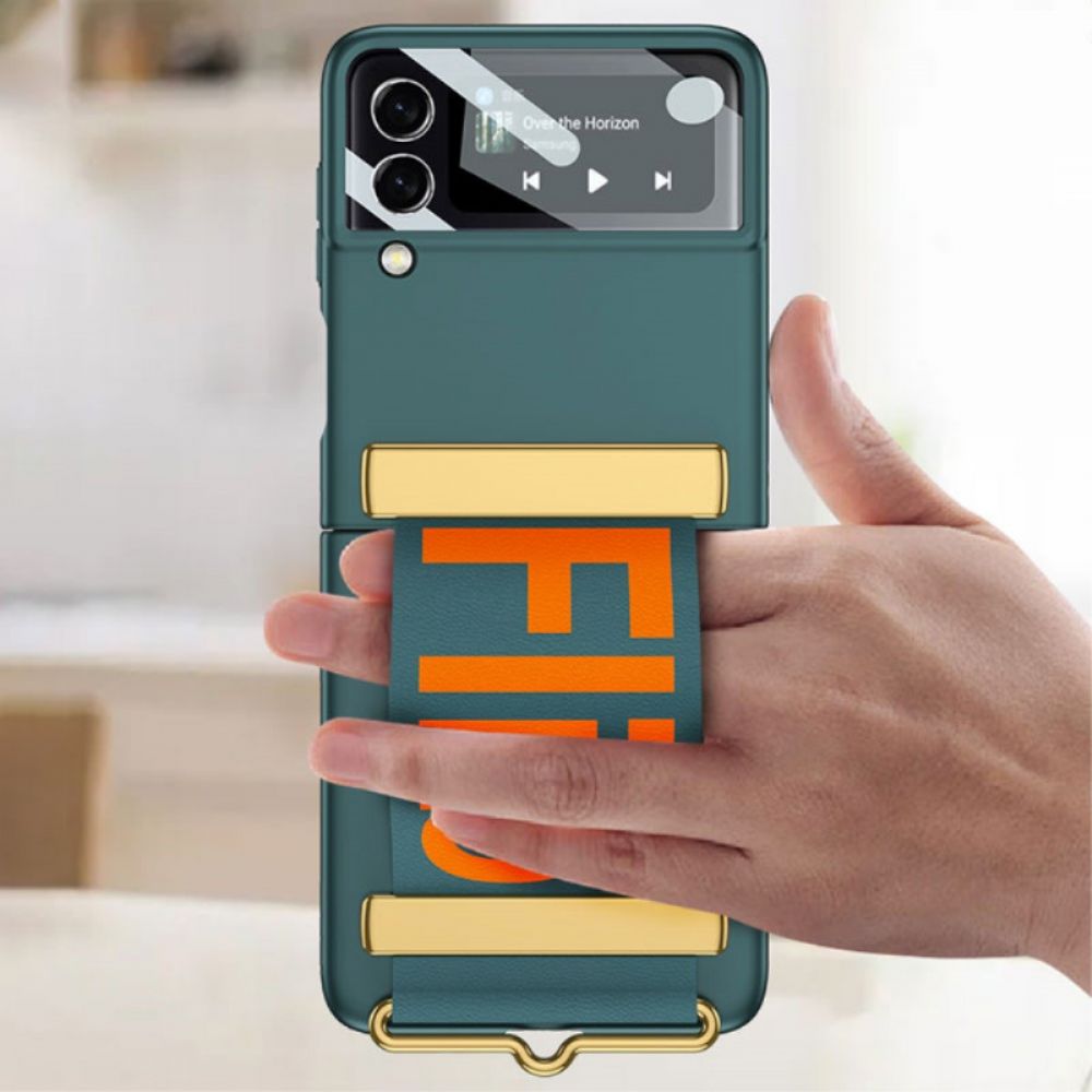 Hülle Für Samsung Galaxy Z Flip 3 5G Flip Case Gehärtetes Glas Und Bandbuchstaben Gkk