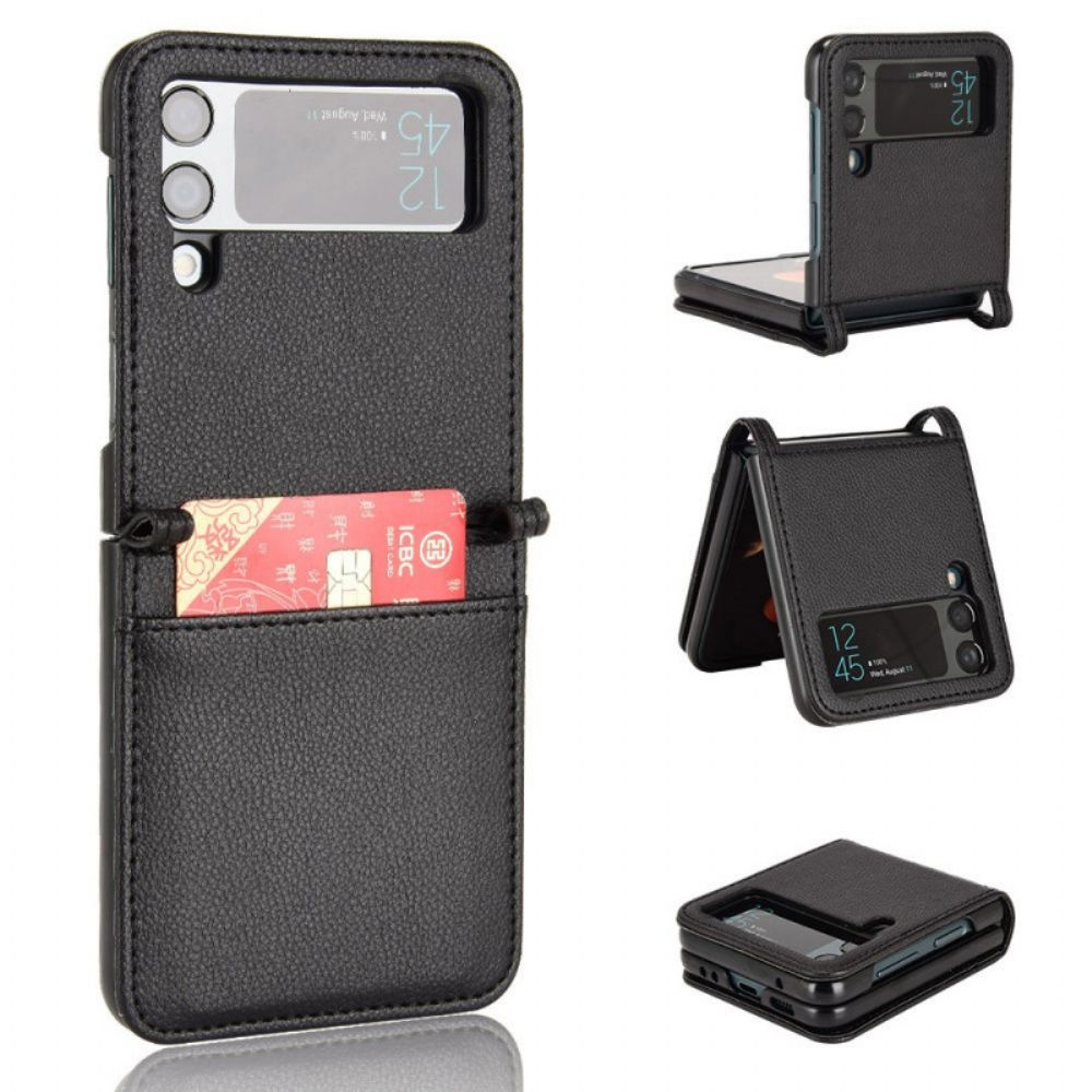 Hülle Für Samsung Galaxy Z Flip 3 5G Flip Case Kartenetui Im Litschi-leder-stil