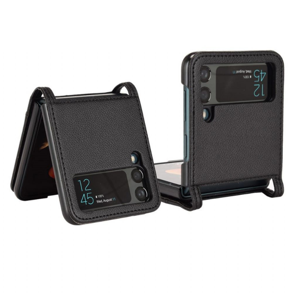 Hülle Für Samsung Galaxy Z Flip 3 5G Flip Case Kartenetui Im Litschi-leder-stil