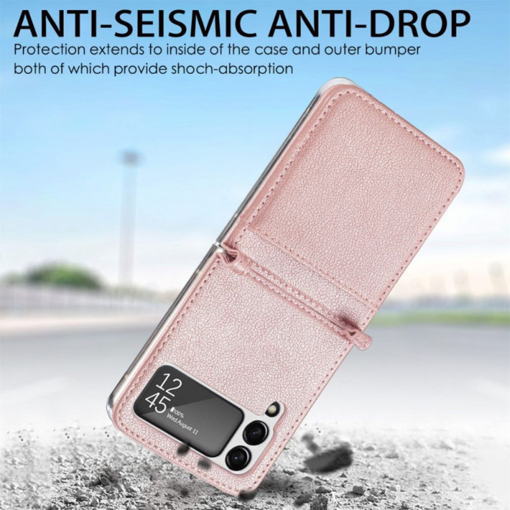 Hülle Für Samsung Galaxy Z Flip 3 5G Flip Case Kartenetui Mit Lederstruktur