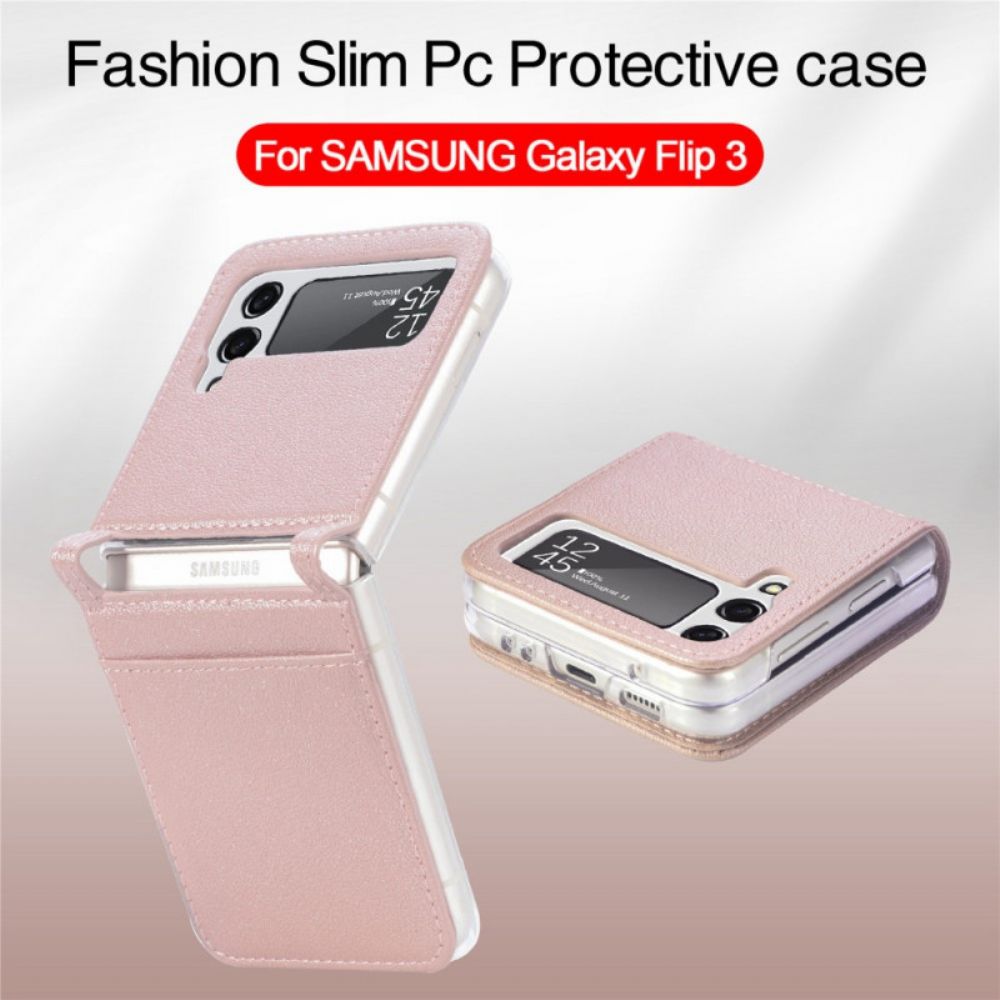 Hülle Für Samsung Galaxy Z Flip 3 5G Flip Case Kartenetui Mit Lederstruktur