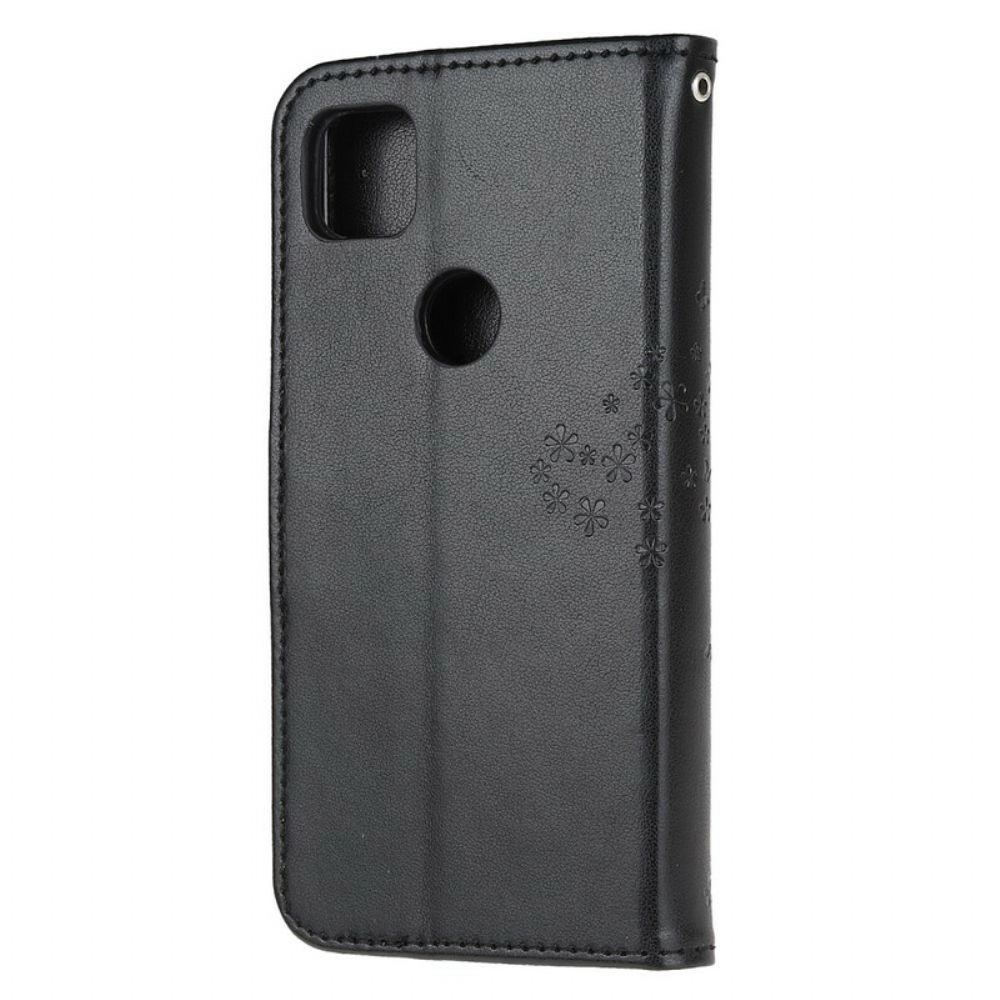 Lederhüllen Für Google Pixel 4a Mit Kordel Baum Und Riemcheneulen