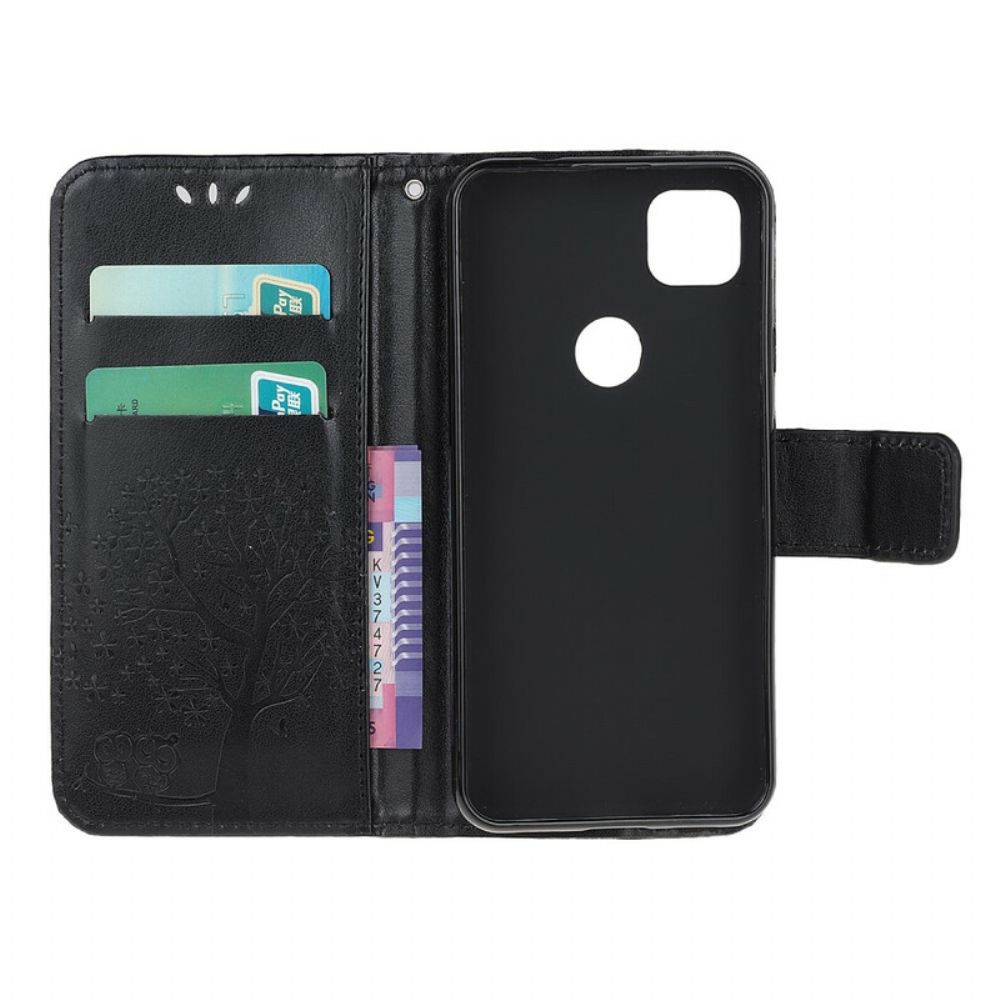 Lederhüllen Für Google Pixel 4a Mit Kordel Baum Und Riemcheneulen